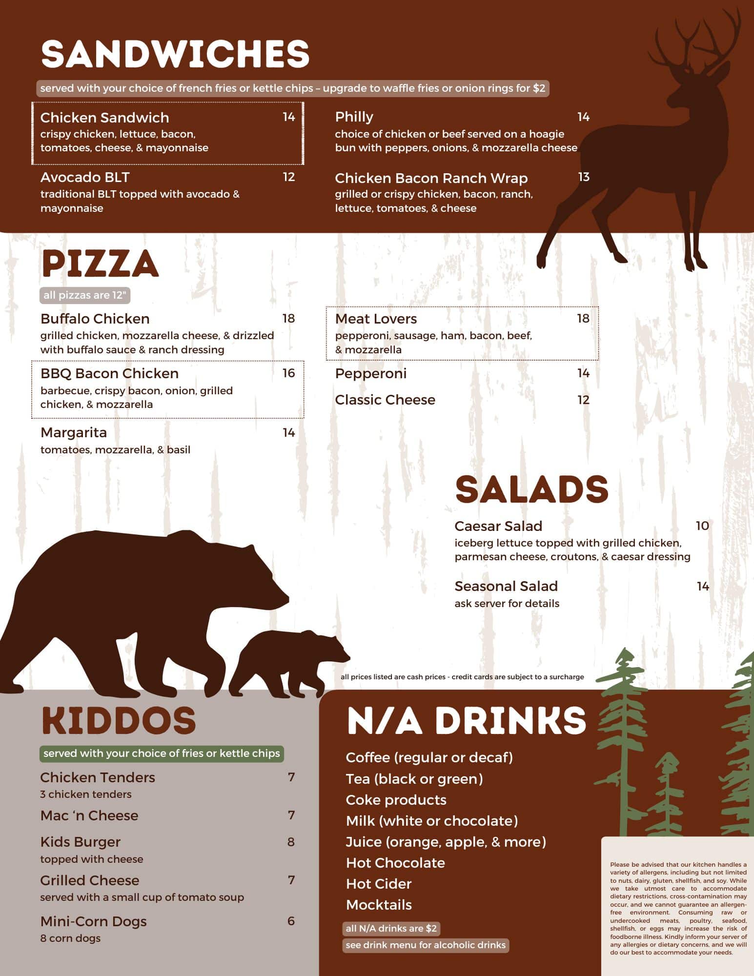 2 jack pines resort cookhouse menu